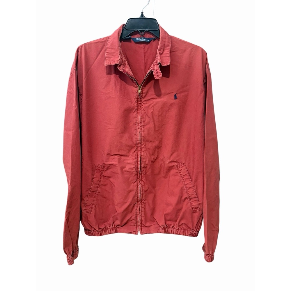 Polo Ralph Lauren Jacket Large Red Harrington Zip Jacket Cotton Vintage #XX-1